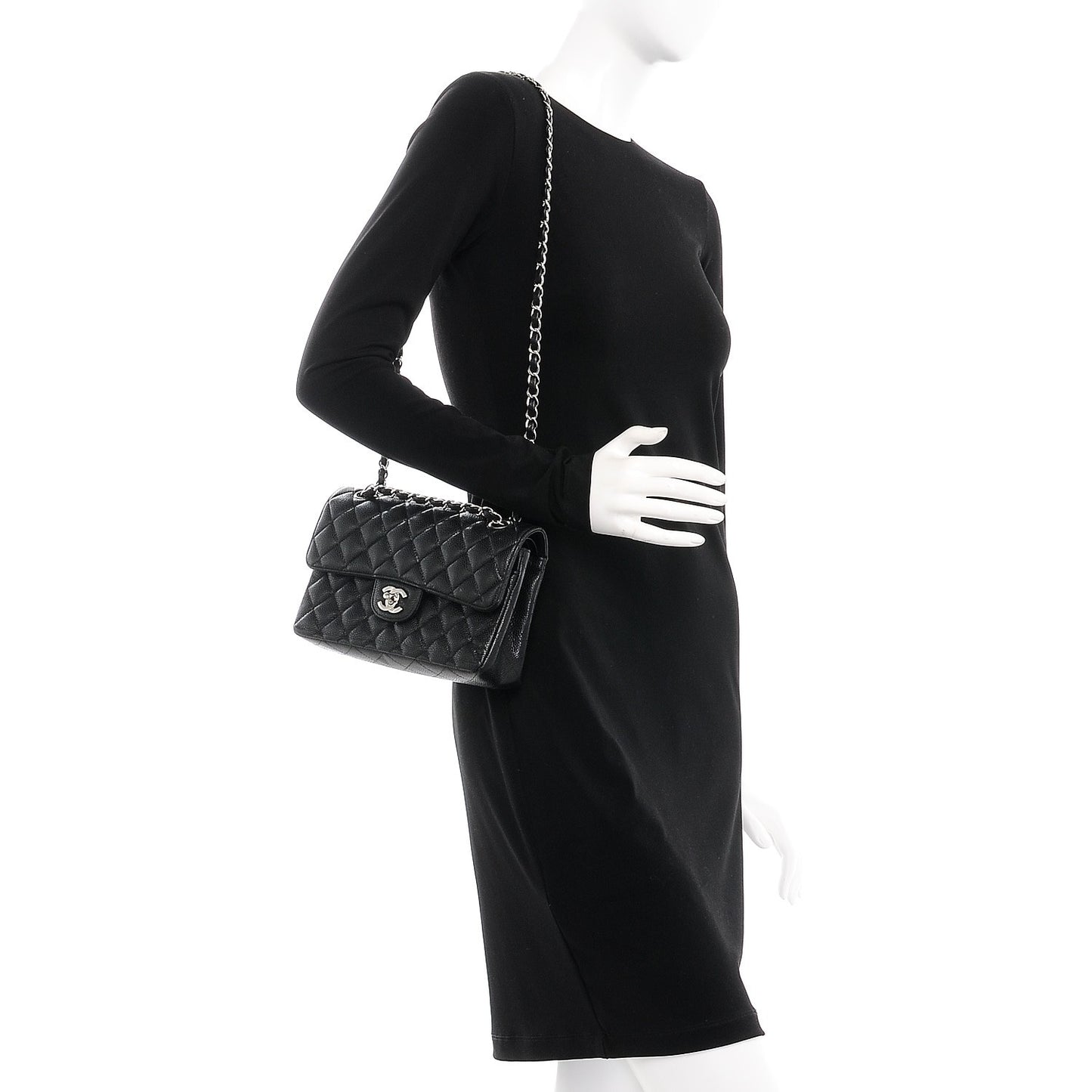 Caviar Quilted Small Double Flap Black
