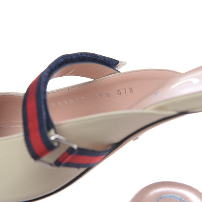 Gucci Malaga Kid Sylvie Web Cross Strap Mid-Heel Slides 39.5 Vintage White 8 of 9