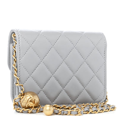 Chanel Lambskin Quilted Pearl Crush Clutch With Chain Grey 2 of 4
