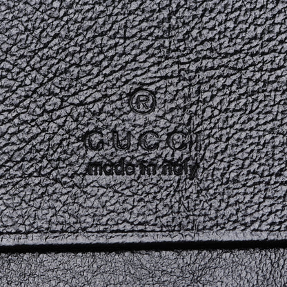 Gucci Vintage Effect Calfskin Matelasse Diagonal Torchon GG Marmont Card Case Wallet Black Romantic Cherry 6 of 8