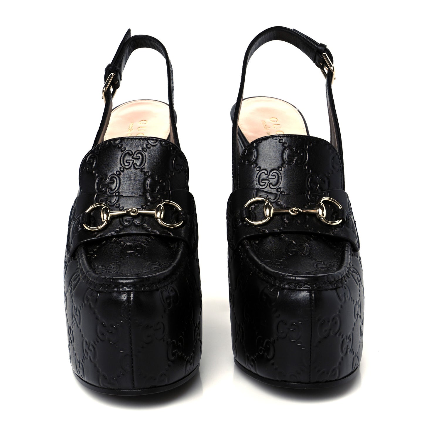 Guccissima Horsebit Platform 70/160mm Slingback Mules 39 Black