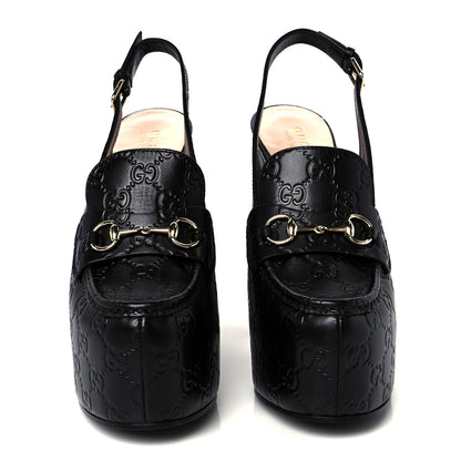 Gucci Guccissima Horsebit Platform 70/160mm Slingback Mules 39 Black 3 of 10