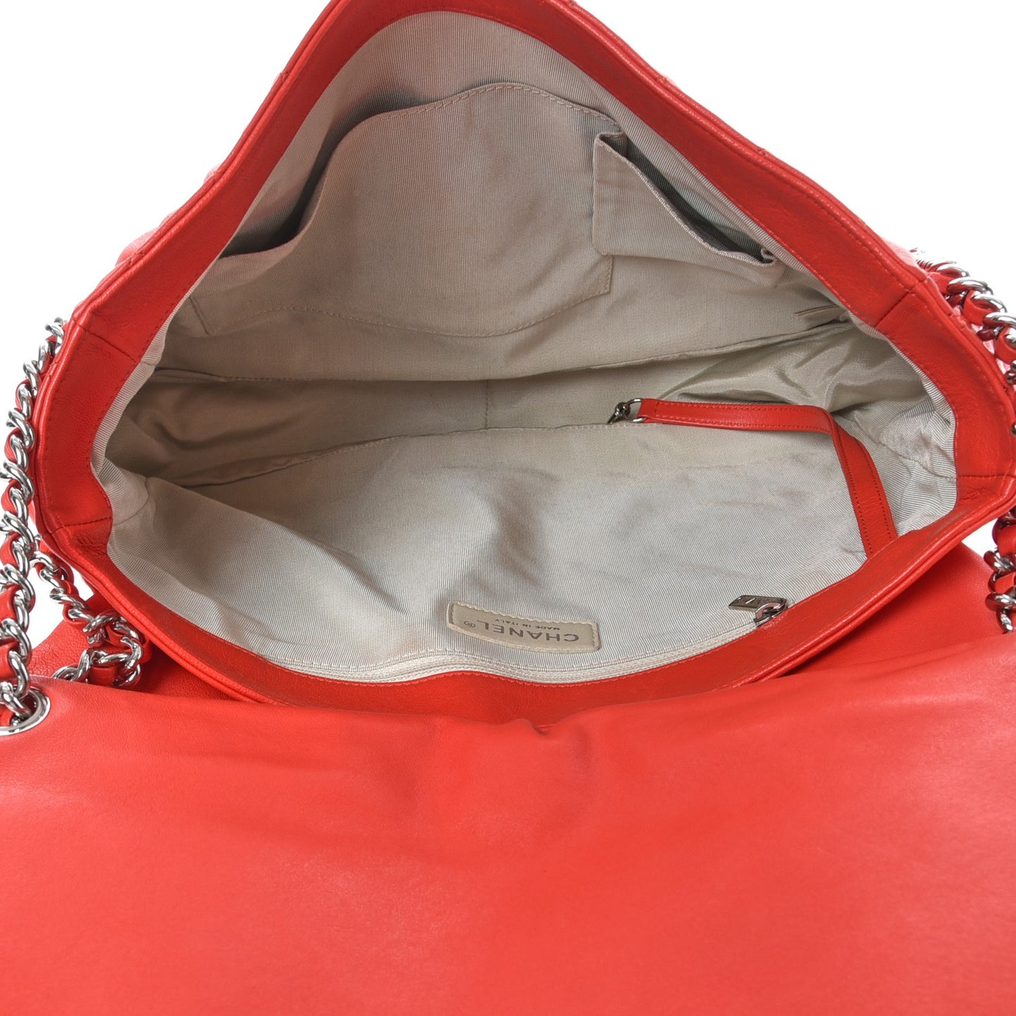 Washed Lambskin Quilted Maxi Chain Around Flap Red