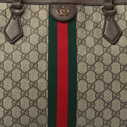 Gucci GG Supreme Monogram Textured Calfskin Web Medium Ophidia Shopping Tote Beige Ebony New Acero 9 of 9