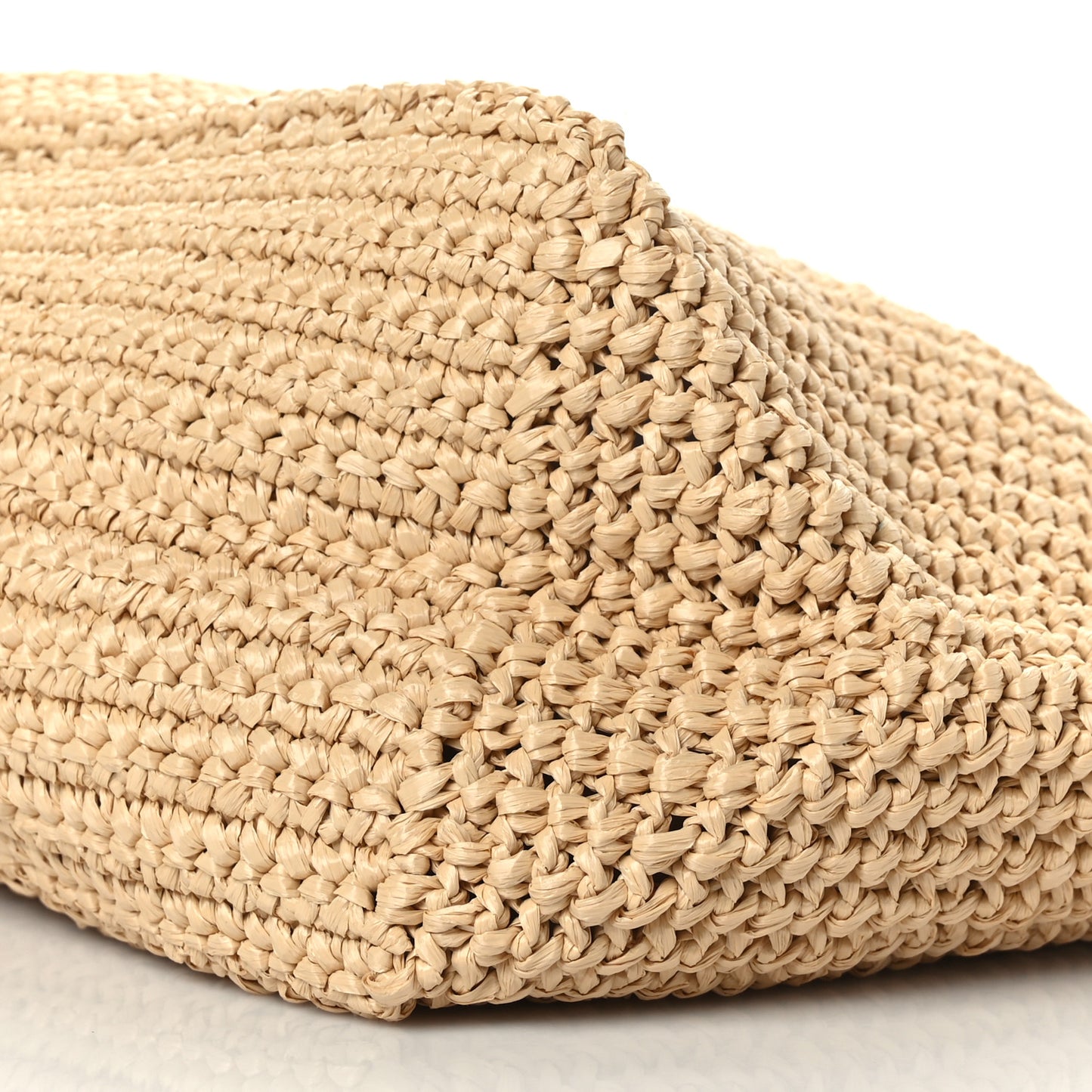 Yarn Raffia Effect Crochet Embroidered Logo Tote Naturale
