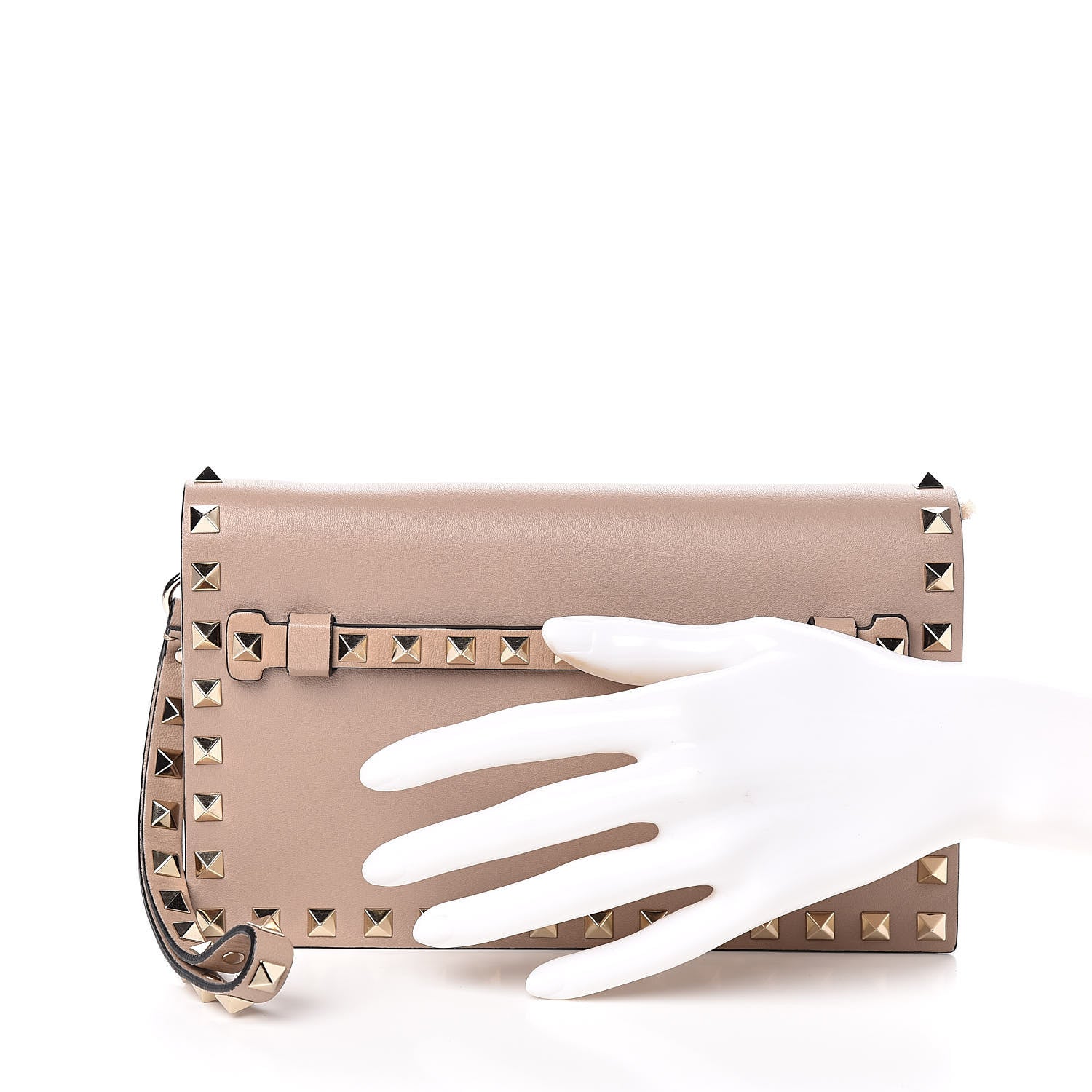 Valentino Garavani Nappa Small Rockstud Wristlet Clutch Poudre 2 of 7
