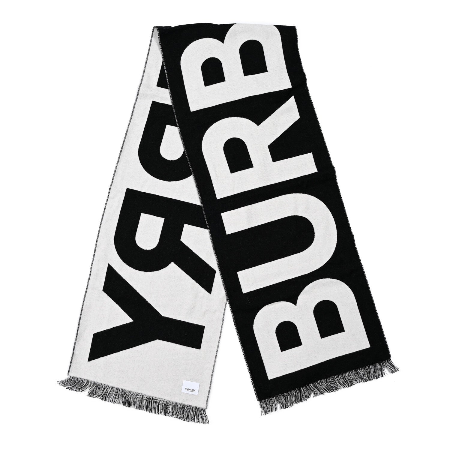 Burberry Wool Logo Football Scarf Black 2 of 4