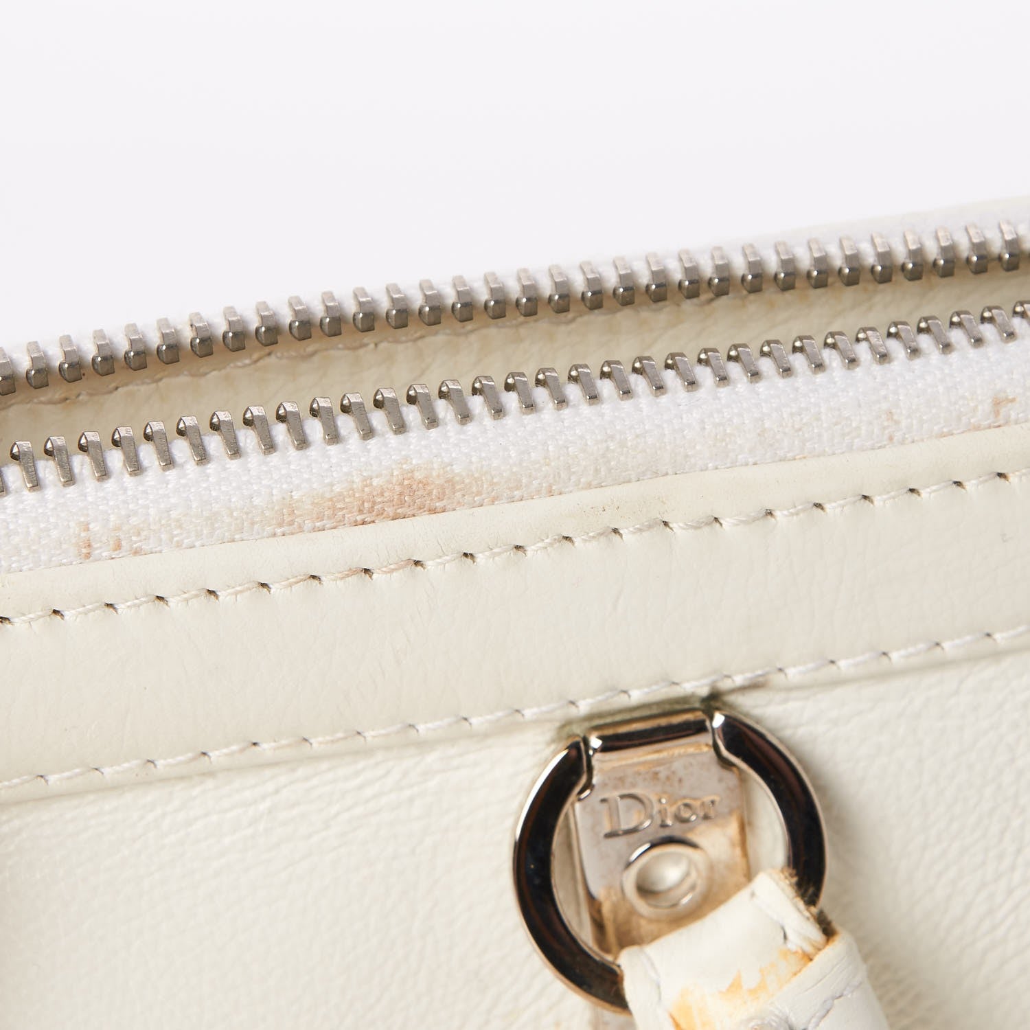 Christian Dior Calfskin Frame Satchel White 10 of 20