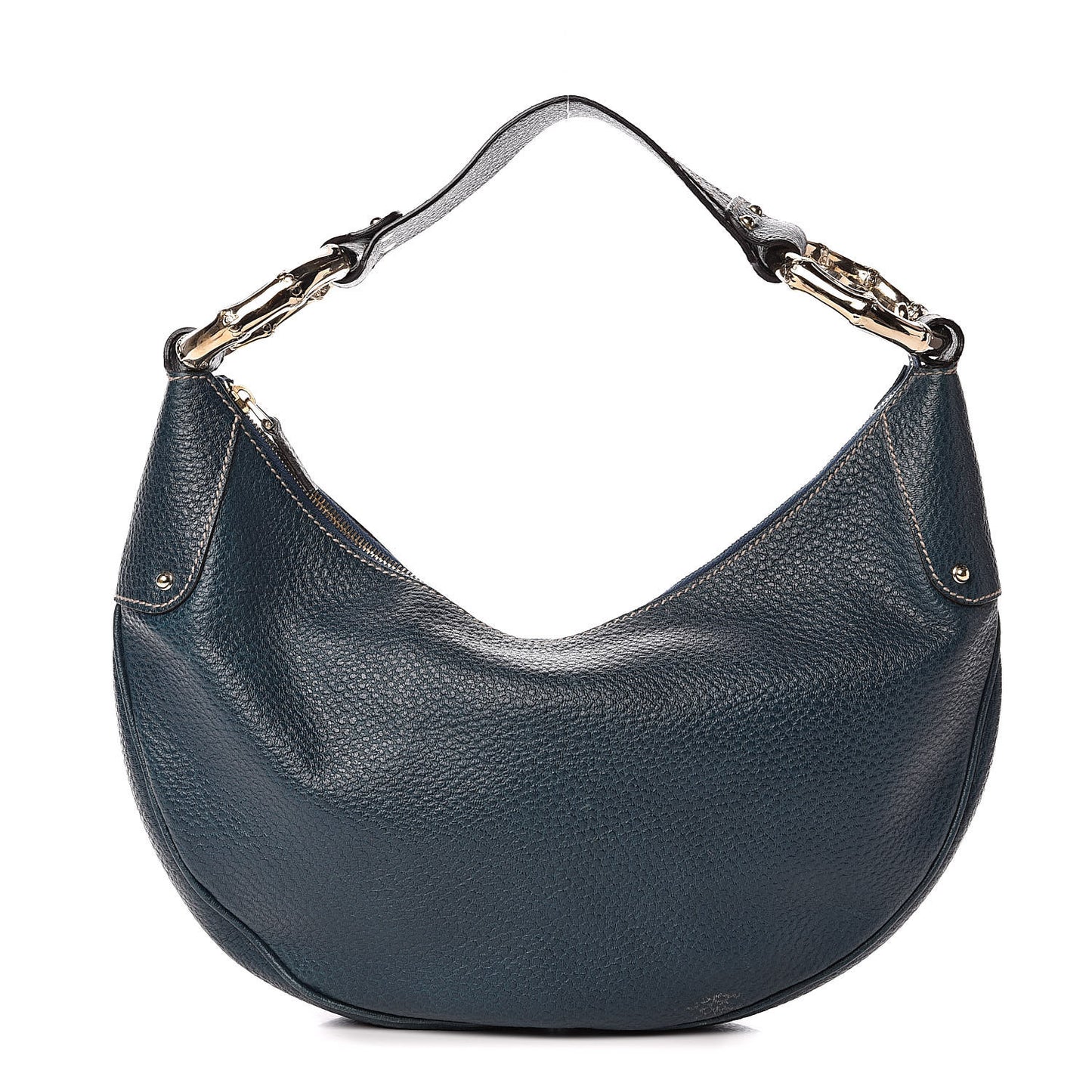 Calfskin Half Moon Bamboo Ring Hobo Blue