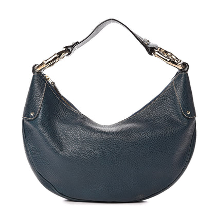 Gucci Calfskin Half Moon Bamboo Ring Hobo Blue 1 of 14