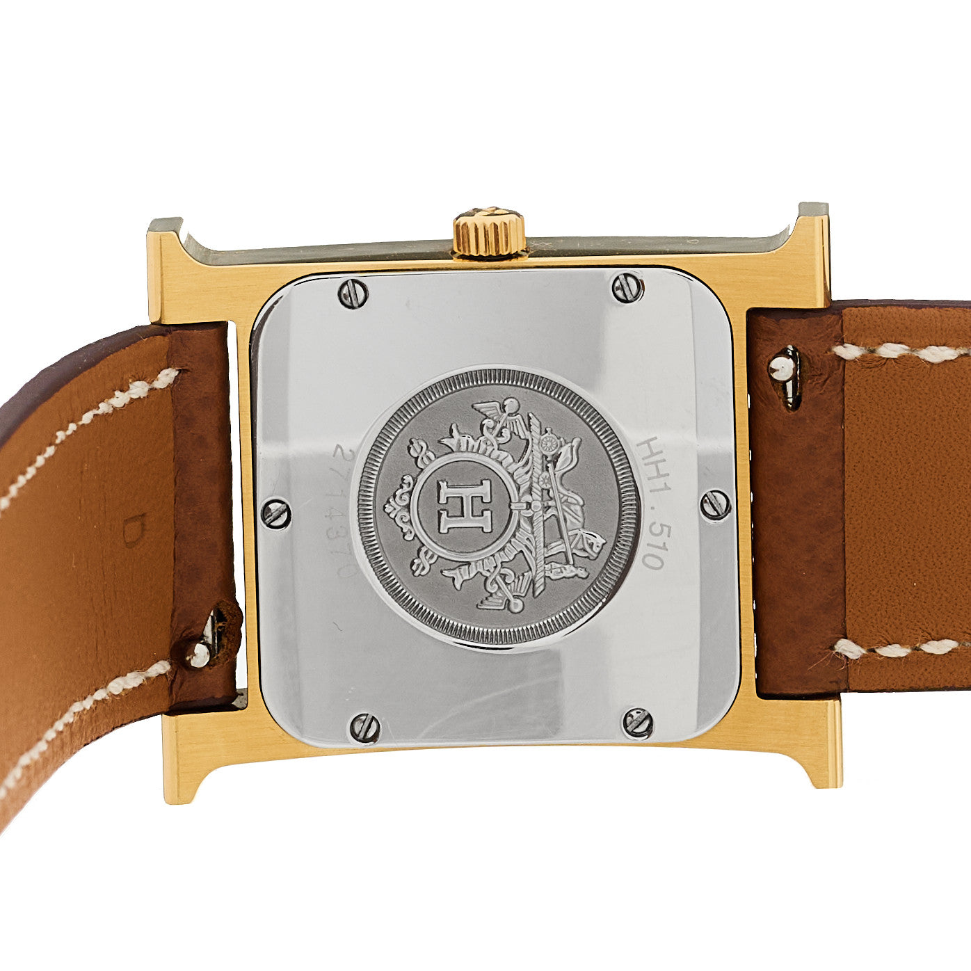 Hermes Stainless Steel Epsom 26mm Heure H Hour Quartz Watch Gold