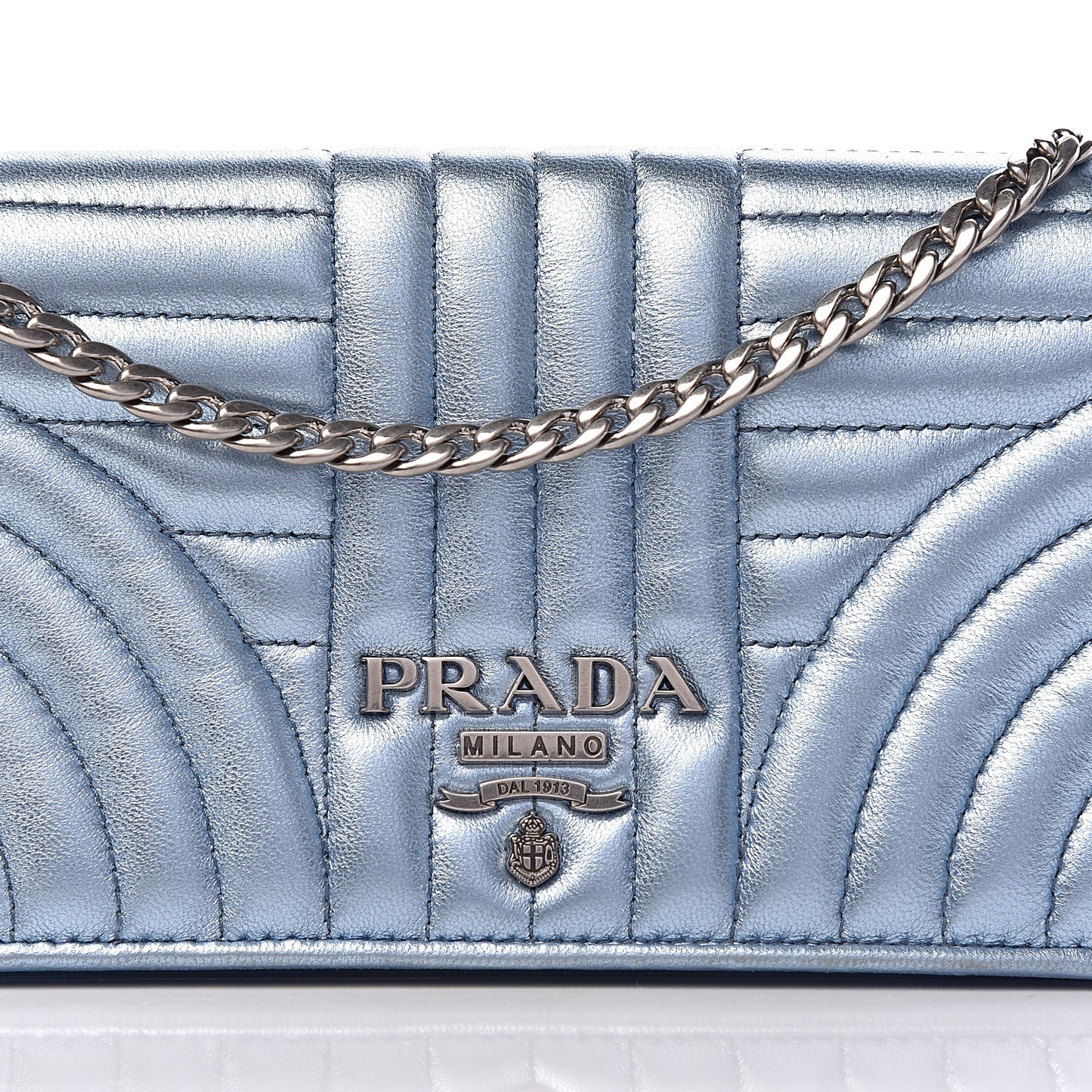 Metallic Nappa Mini Impunture Diagramme Chain Crossbody Bag Pervinca Mordor