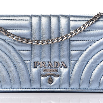 Prada Metallic Nappa Mini Impunture Diagramme Chain Crossbody Bag Pervinca Mordor 12 of 12
