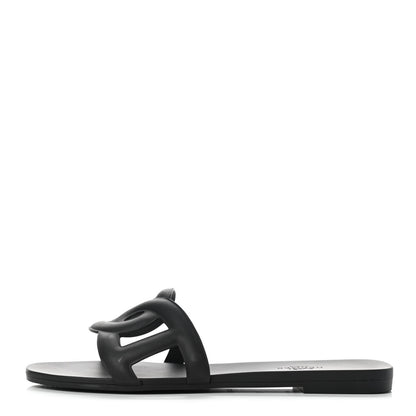 Hermes Rubber Aloha Sandals 37 Black 1 of 8