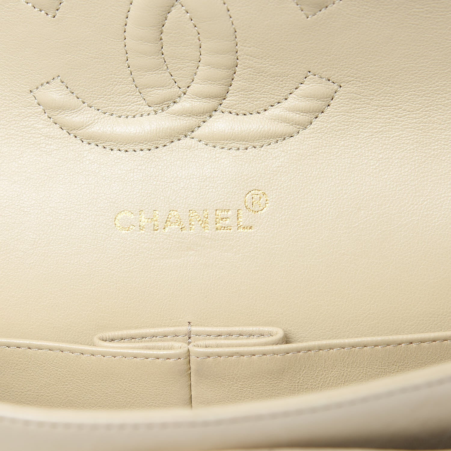 Chanel Lambskin Chevron Quilted Medium Double Flap Beige 6 of 24
