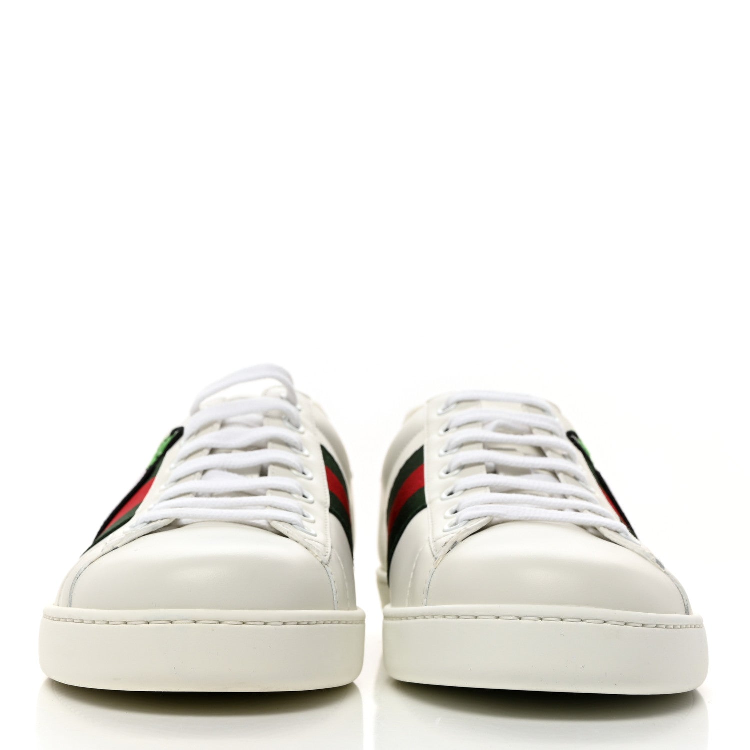 Gucci Calfskin Web Apple Embroidered Mens Ace Sneakers 8 White 2 of 10