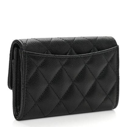 Chanel Caviar Quilted Enamel Coco Casino Flap Card Holder Wallet Black 3 of 9