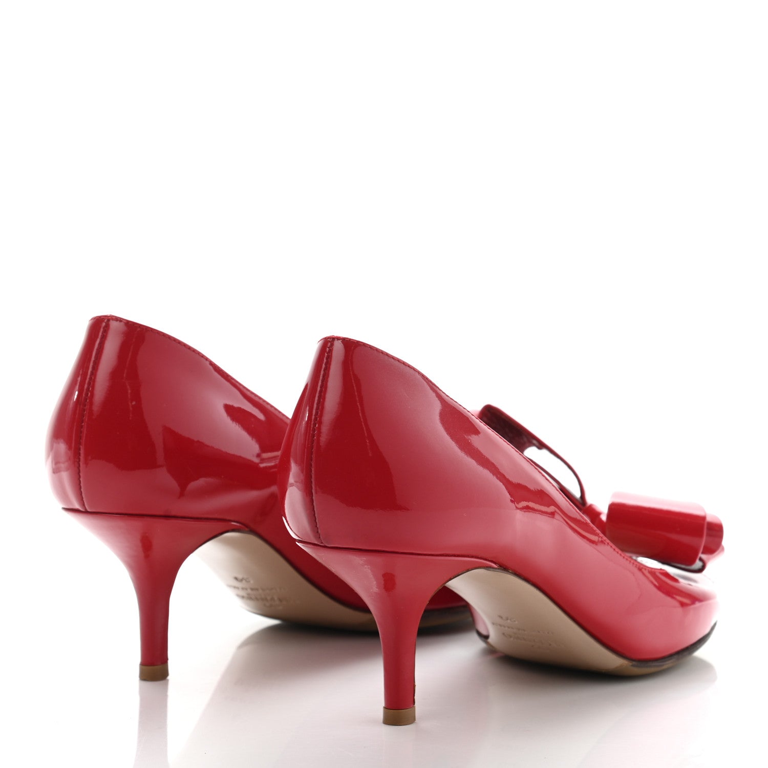 Valentino Garavani Patent Couture Bow Peep Toe Low Heel Pumps 39 Rosso Valentino 4 of 15