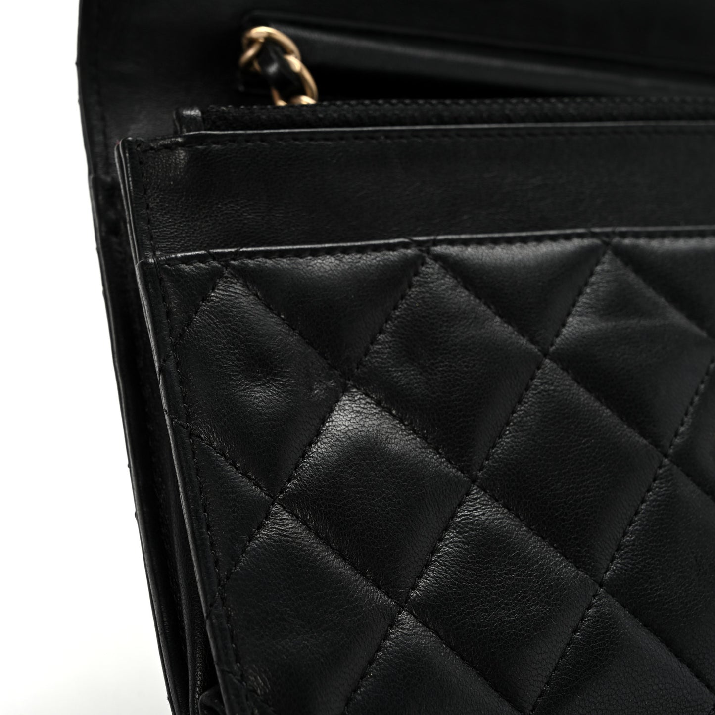 Lambskin Quilted Wallet On Chain WOC Black