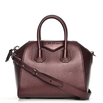 Givenchy Metallic Sugar Goatskin Mini Antigona Oxblood 1 of 8