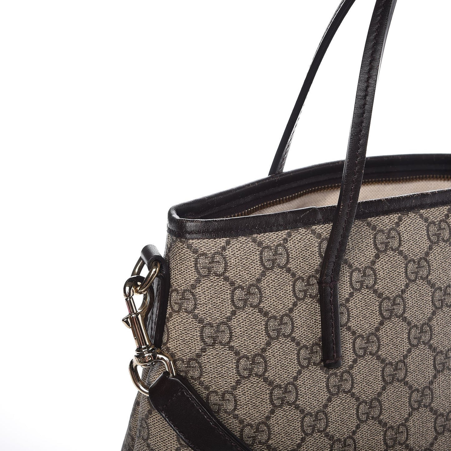 GG Supreme Monogram Small Zippered Tote Dark Brown