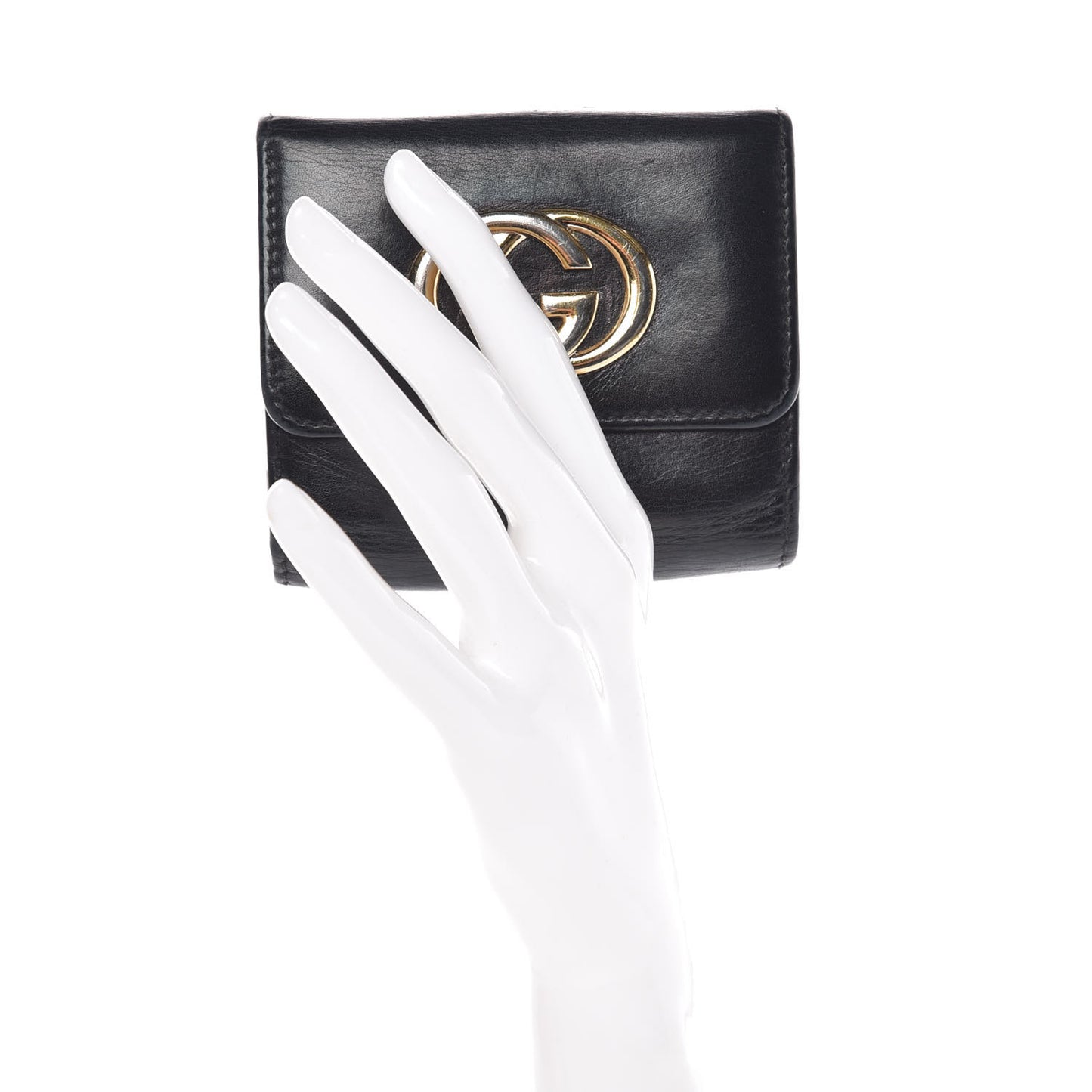 Calfskin Interlocking G French Wallet Black