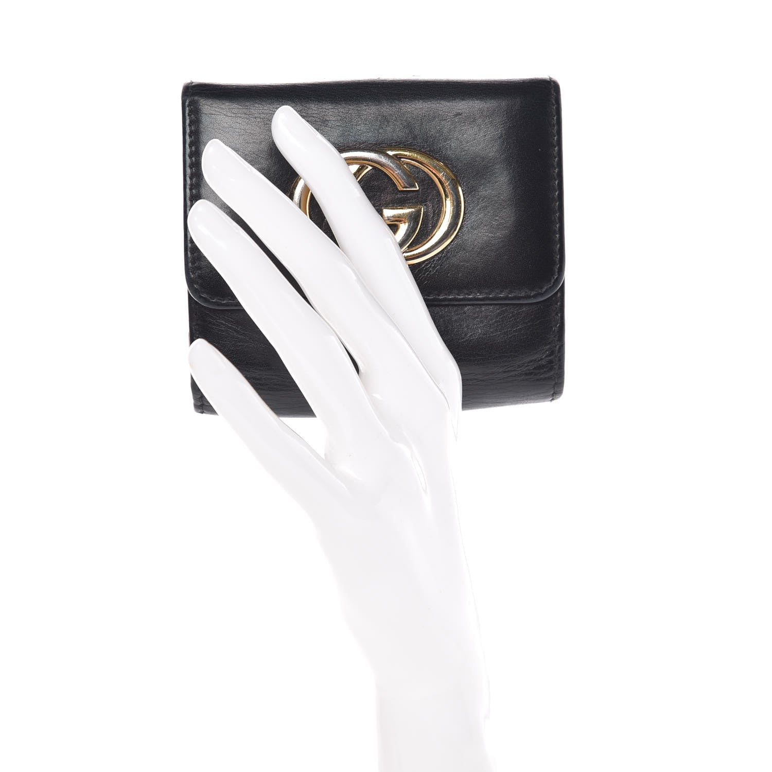 Gucci Calfskin Interlocking G French Wallet Black 2 of 11