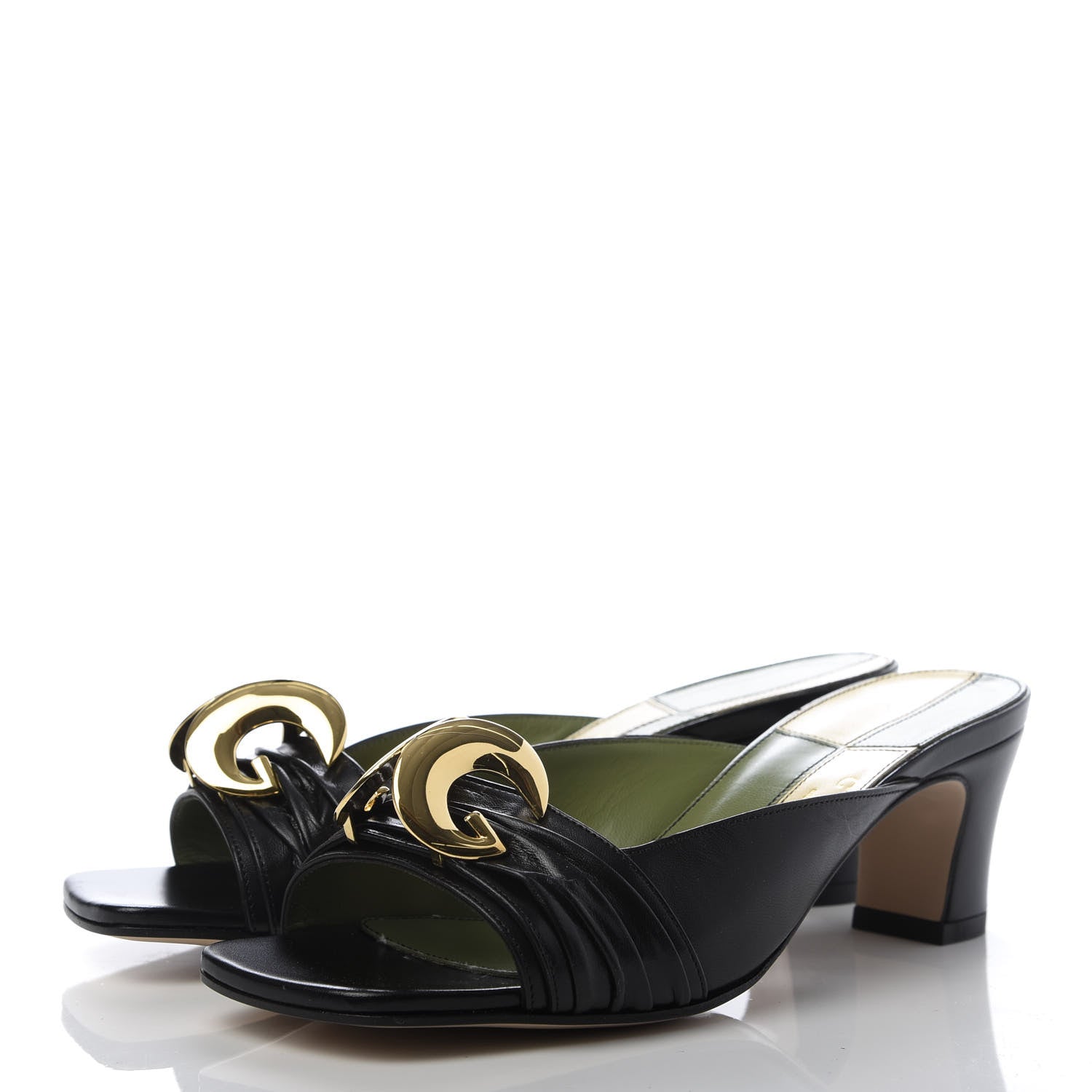 Gucci Malaga Kid Half Moon GG Square Toe Slide Sandals 36 Black 3 of 10