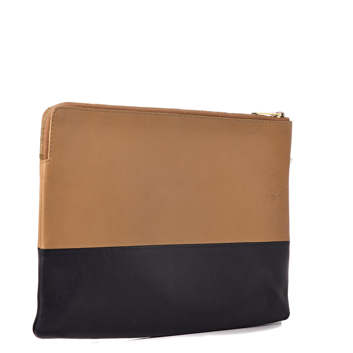 Lambskin Bi-Color Solo Clutch Pouch Nude