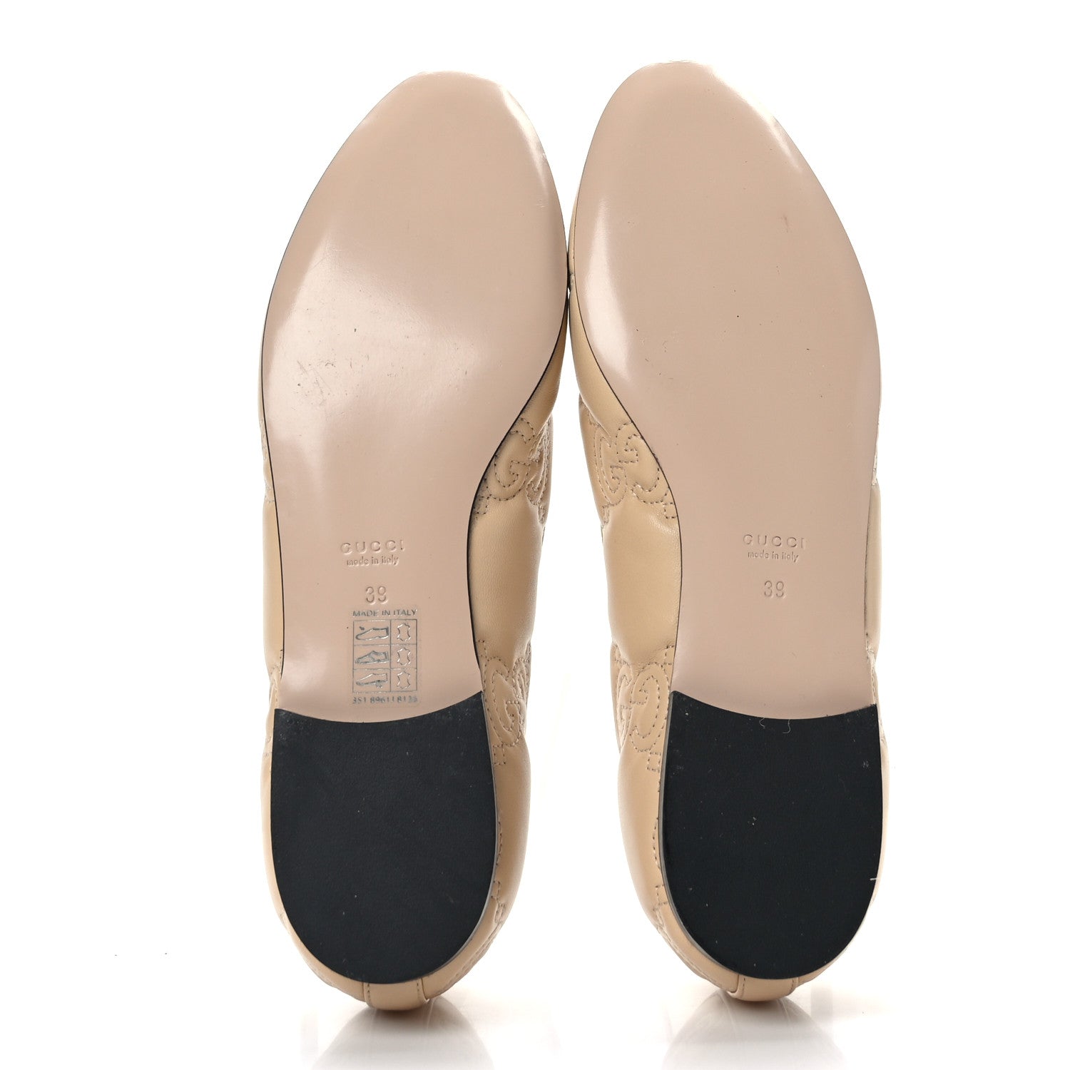 Gucci Nappa GG Matelasse Jolie Ballet Flats 39 Naturale 5 of 8