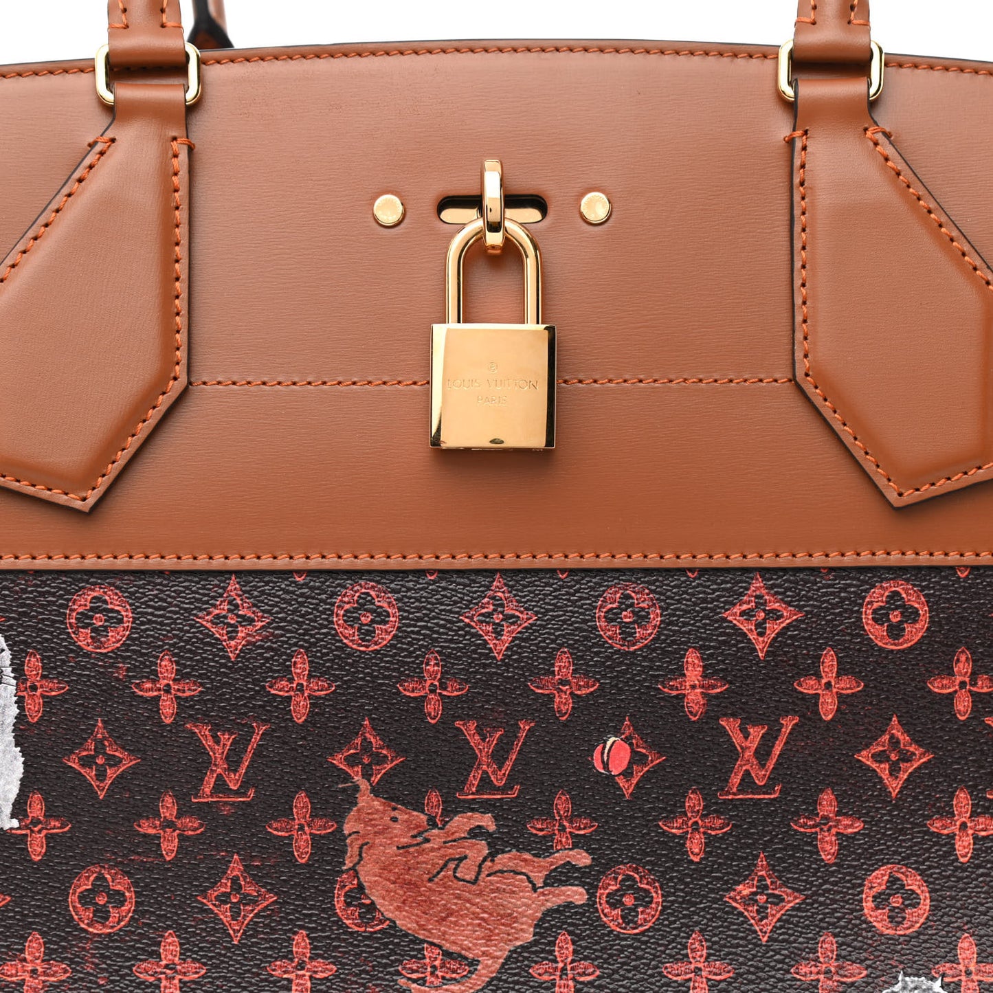 Calfskin Catogram City Steamer Cabas XXL Orange Marron