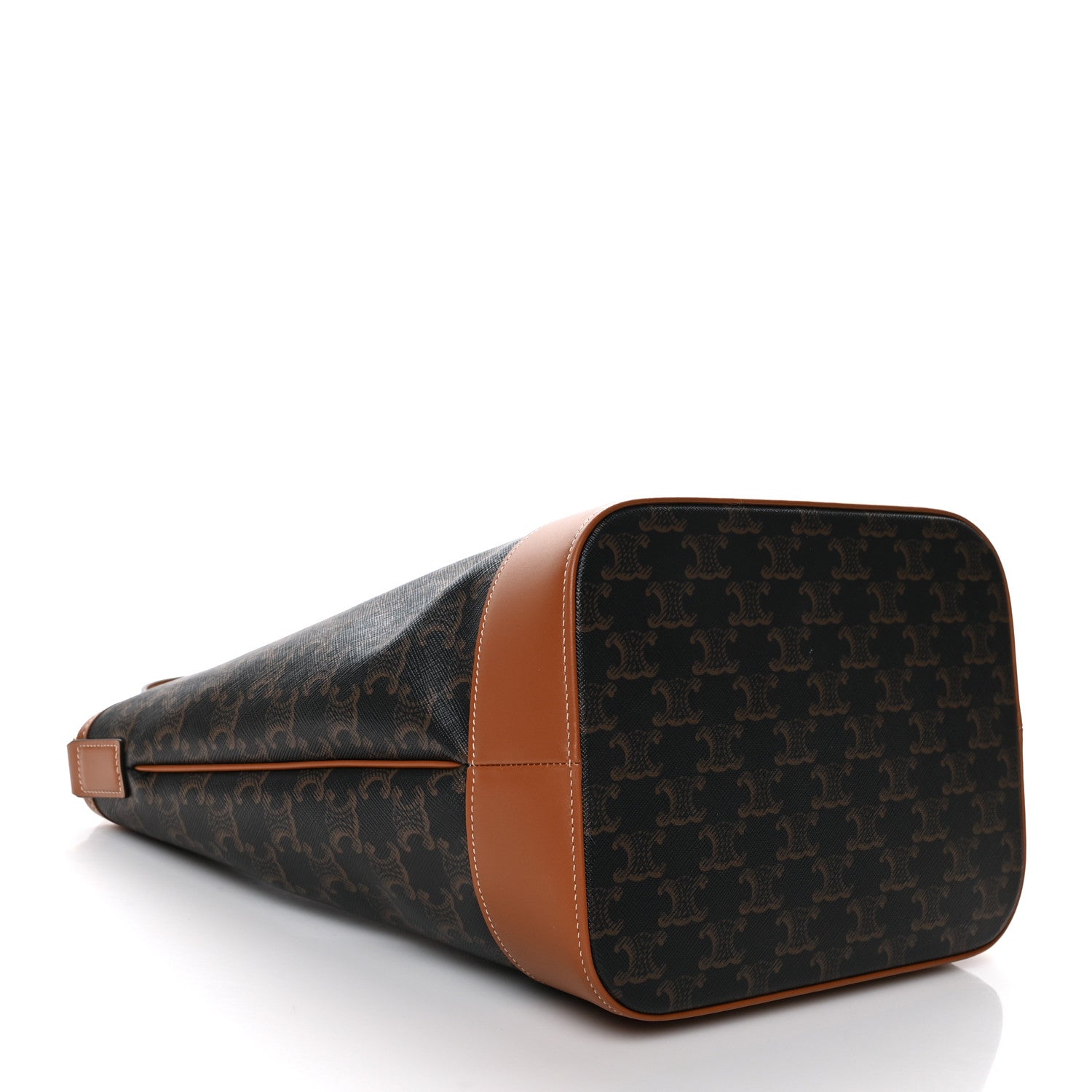 Celine Triomphe Canvas Calfskin Medium Bucket Bag Tan 4 of 10