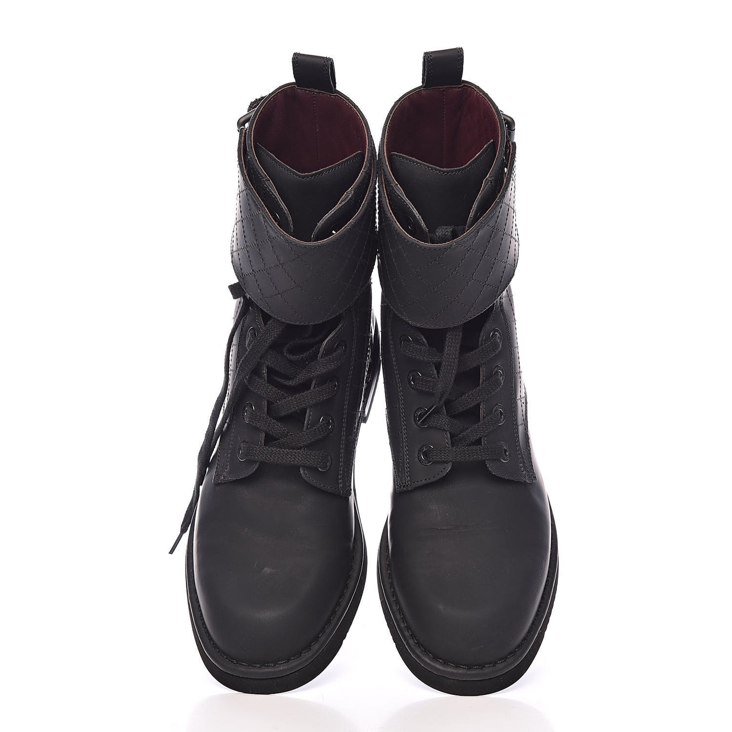 Suede Calfskin Quilted Mens Combat Short Boots 41.5 Black