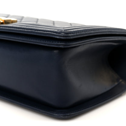 Chanel Lambskin Quilted Medium Boy Flap Dark Navy 10 of 10