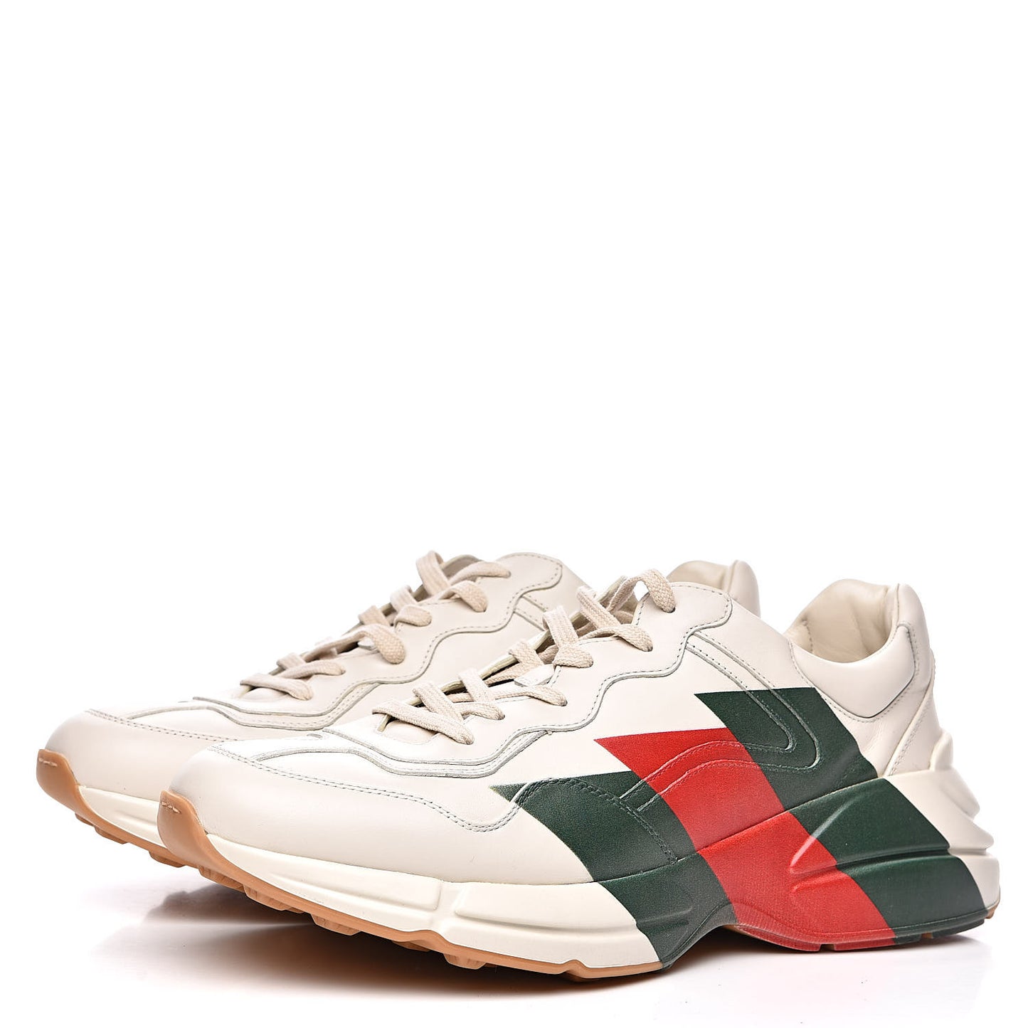 Calfskin Web Printed Mens Rhyton Sneakers 12.5 Mystic White