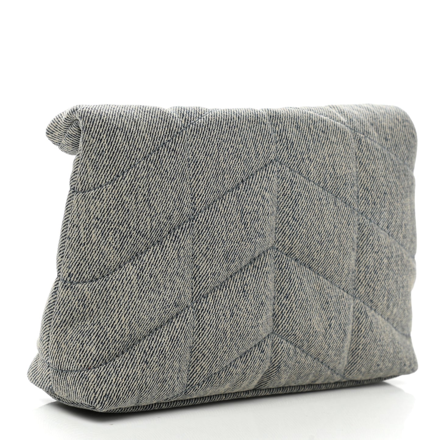 Denim Quilted Monogram Loulou Puffer Pouch Clutch Blue Gray Light Azur
