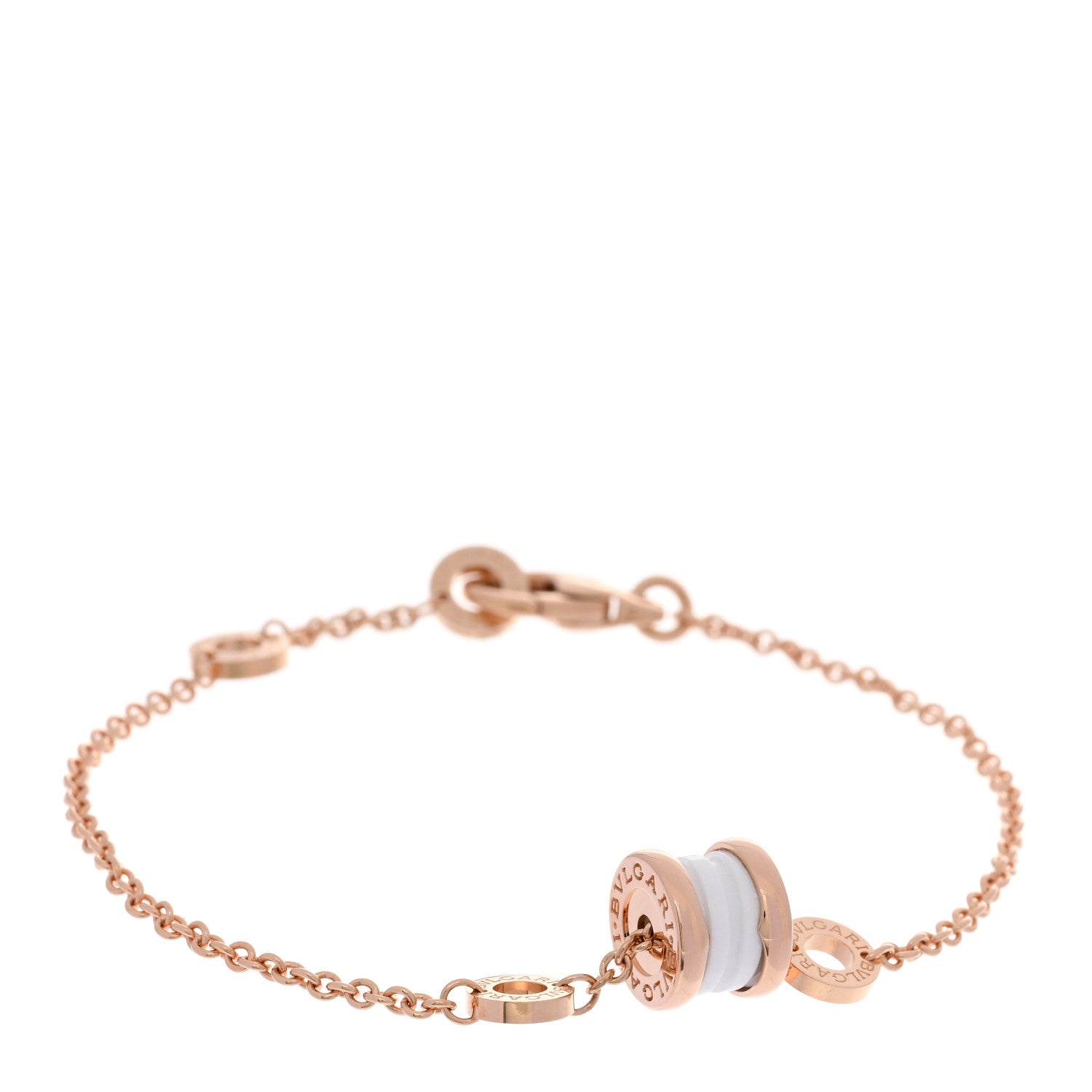 Bulgari 18K Rose Gold White Ceramic B.Zero1 Bracelet SM 1 of 5