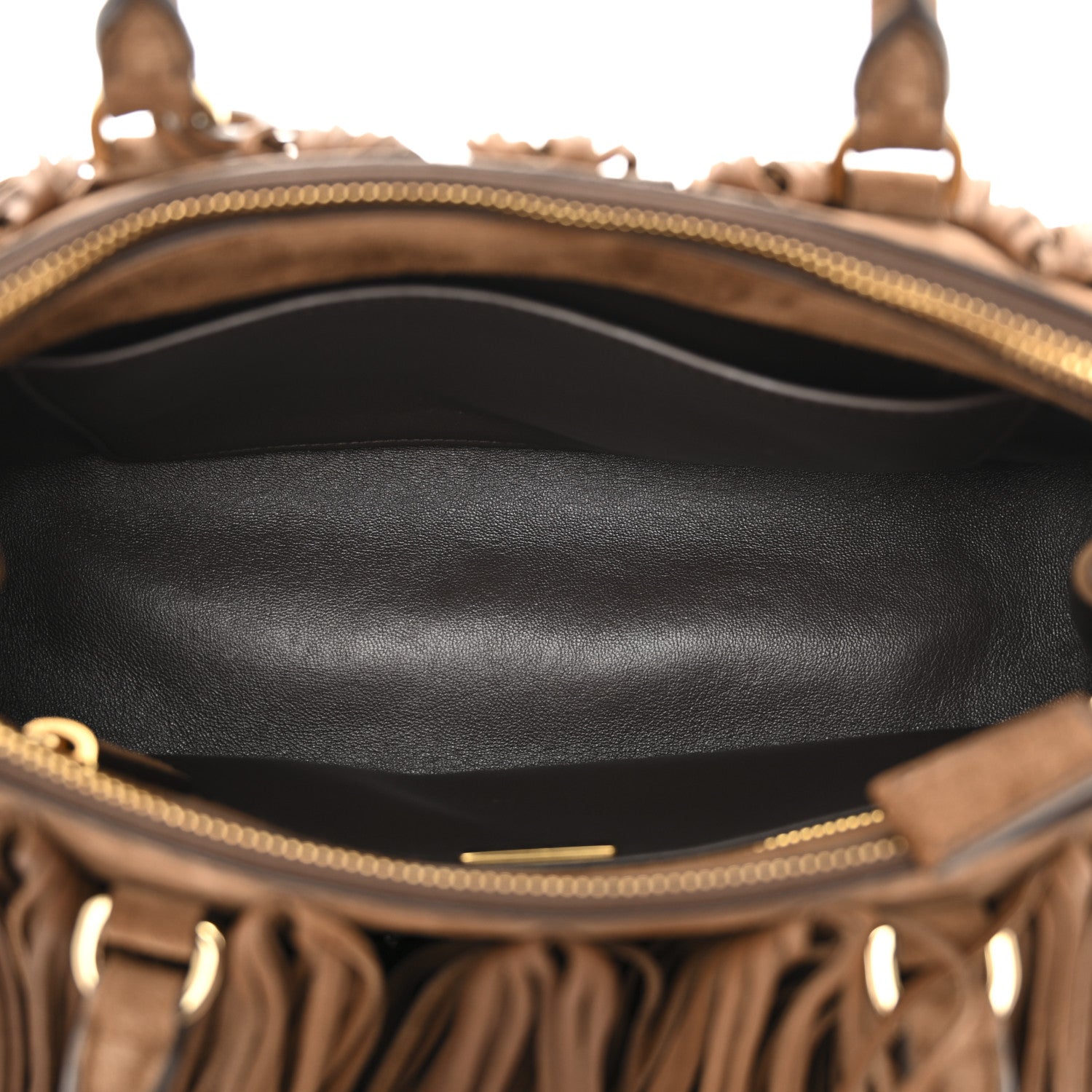 Prada Suede Fringe Galleria Medium Double Zip Tote Cocoa Brown 5 of 13