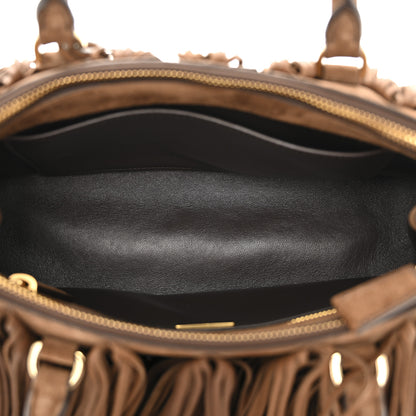 Prada Suede Fringe Galleria Medium Double Zip Tote Cocoa Brown 5 of 13