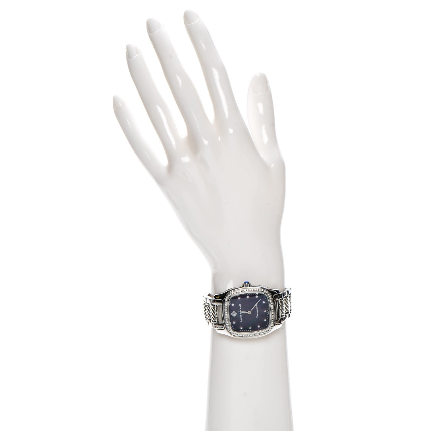 David Yurman Stainless Steel Diamond Bezel Purple Mother of Pearl 32mm Thoroughbred Quartz Watch 5 of 6