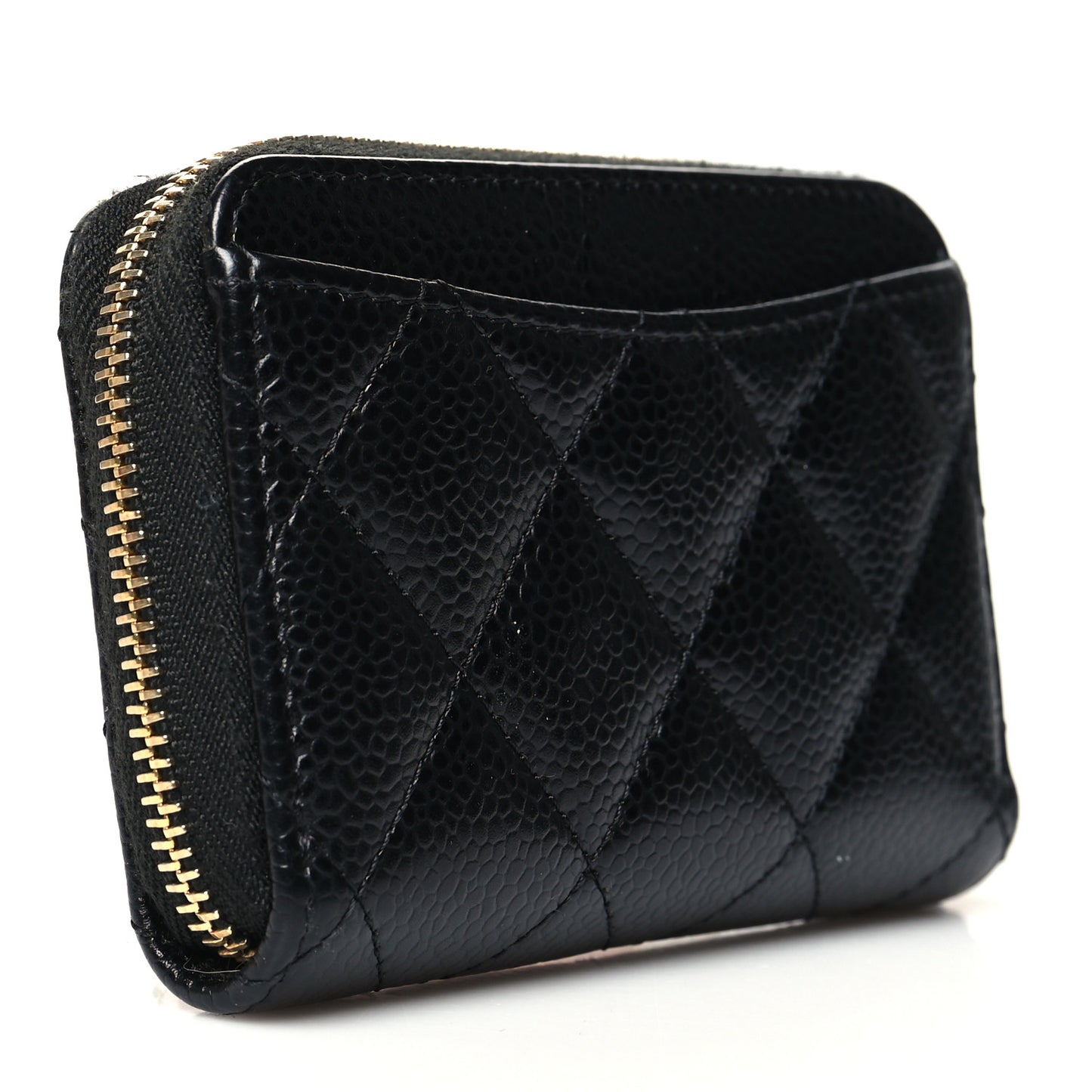 Caviar Quilted Classic Zipped Coin Purse Black