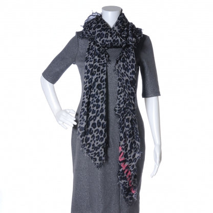 Louis Vuitton Cashmere Silk Leopard Stole Blue 3 of 6