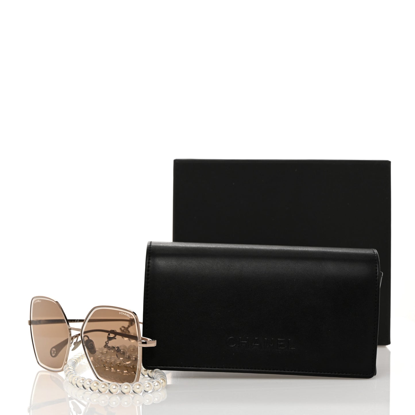 Butterfly Removable Pearl Chain Sunglasses 4262 Brown