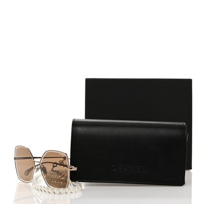 Chanel Butterfly Removable Pearl Chain Sunglasses 4262 Brown 8 of 8