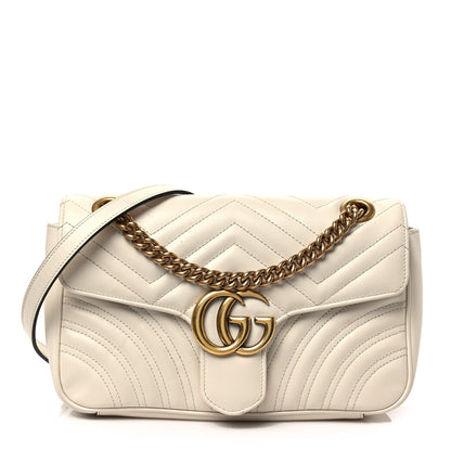 Gucci Calfskin Matelasse Small GG Marmont Shoulder Bag White 1 of 8