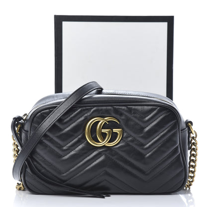 Gucci Calfskin Matelasse Small GG Marmont Chain Shoulder Bag Black 17 of 17