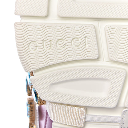 Gucci X SEGA Metallic Calfskin Mesh Removable Crystals Womens Flashtrek Sneakers 36 Rosa Great White Silver 7 of 10