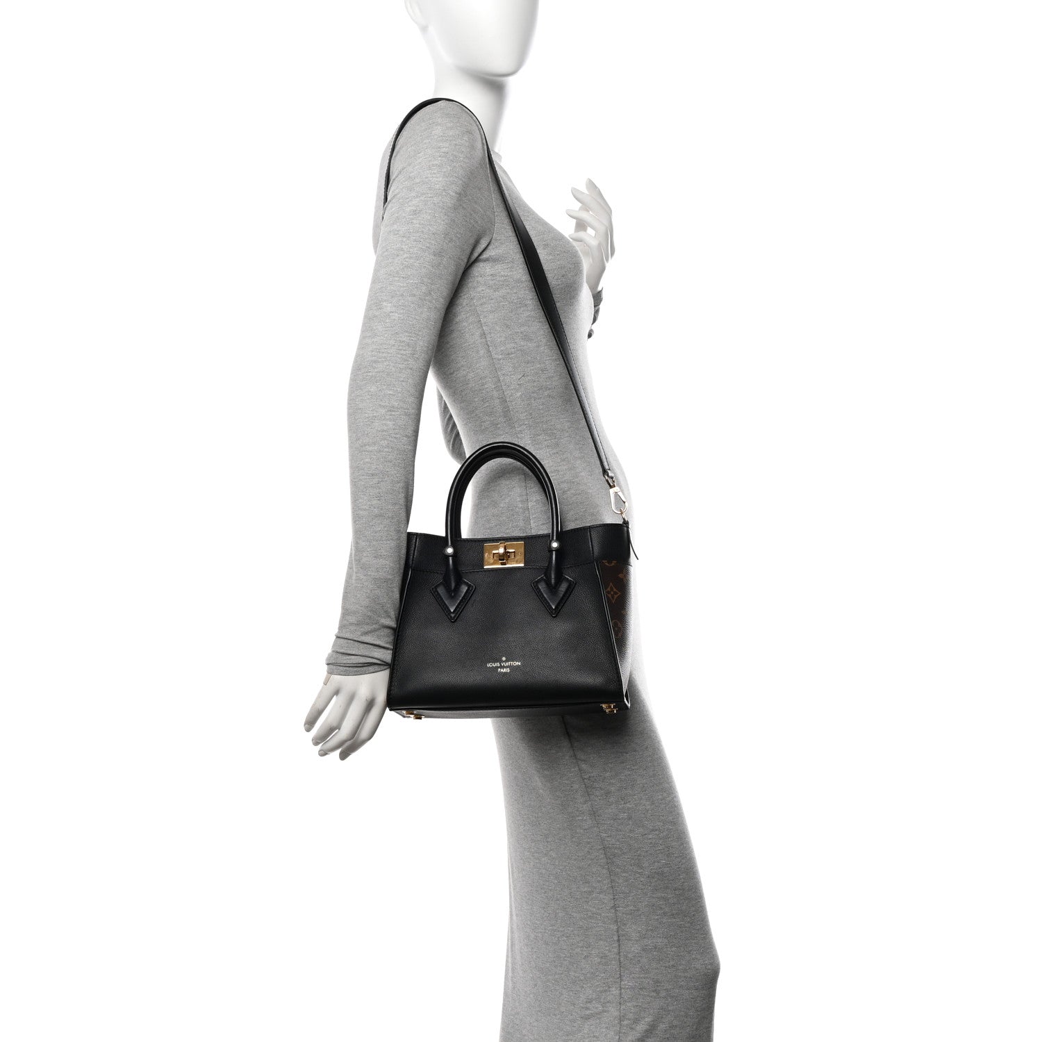 Louis Vuitton Calfskin Monogram On My Side PM Black 2 of 10
