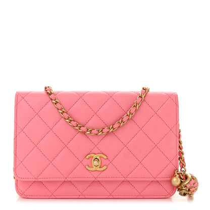 Chanel Lambskin Quilted CC Pearl Crush Wallet on Chain WOC Pink 1 of 13