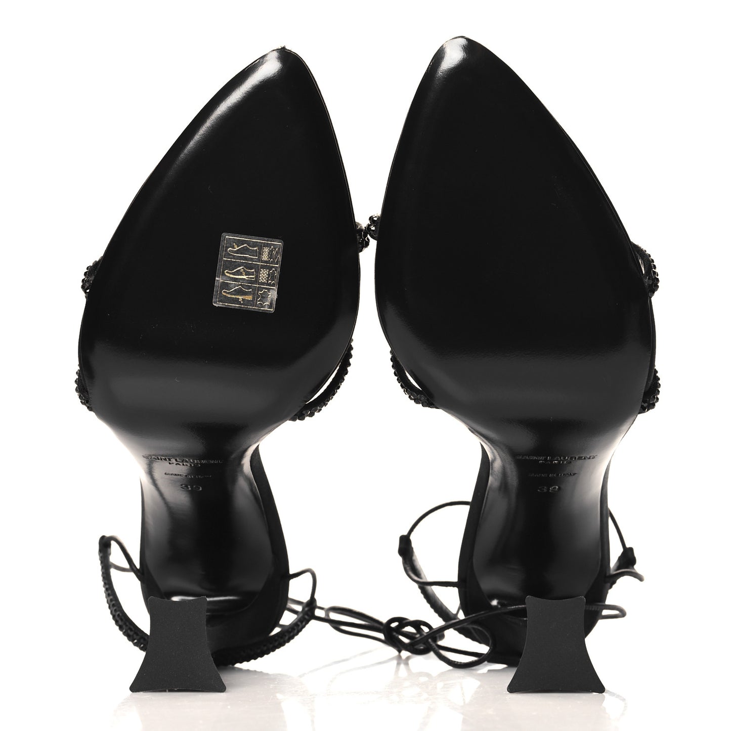Satin Strass Gippy 110 Sevilla Ankle Strap Sandals 39 Black